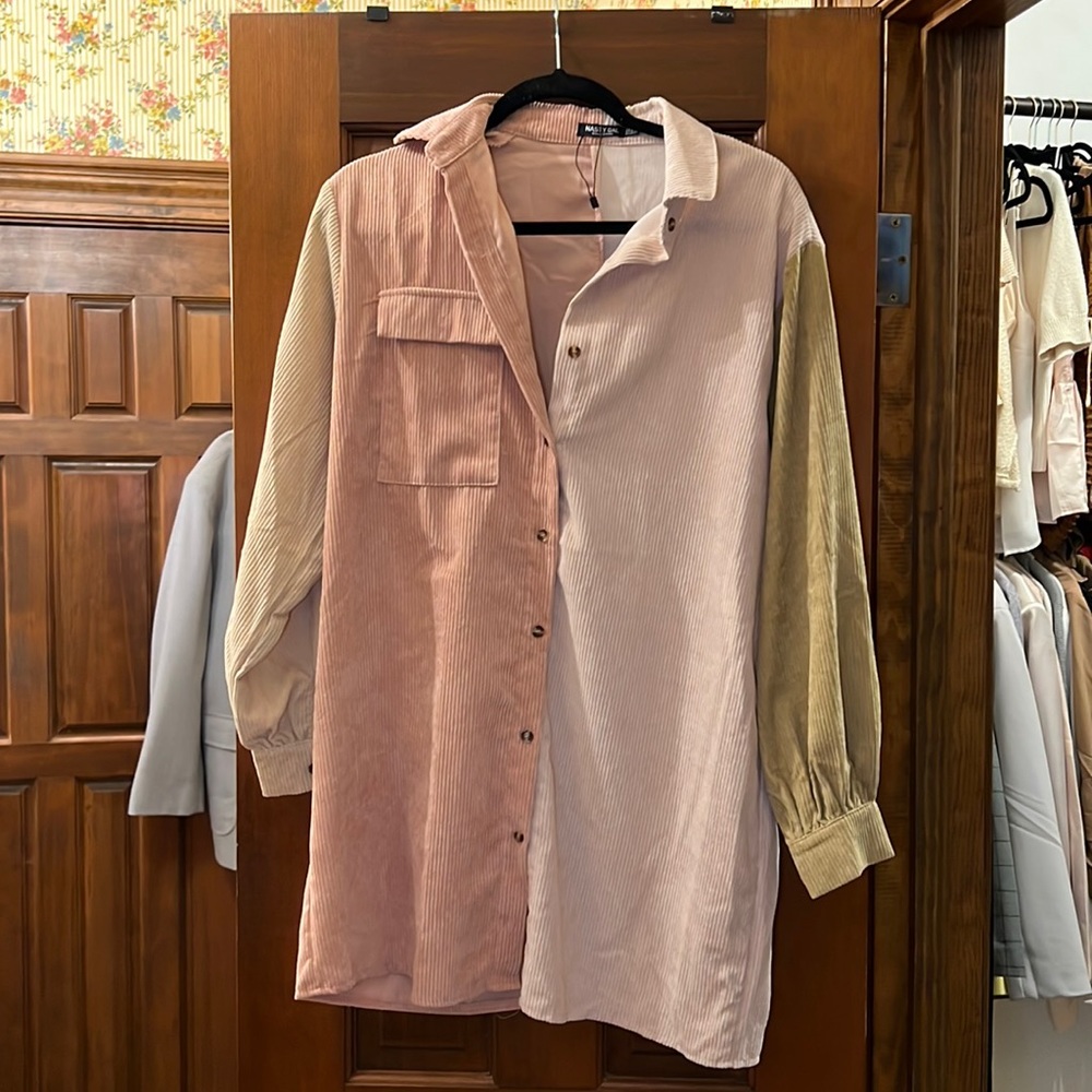 Nasty gal corduroy dress button up multi color